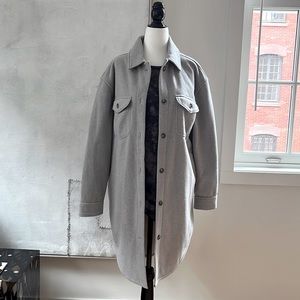 Kit and Ace Grey Fleece Long Shirt Jacket Small